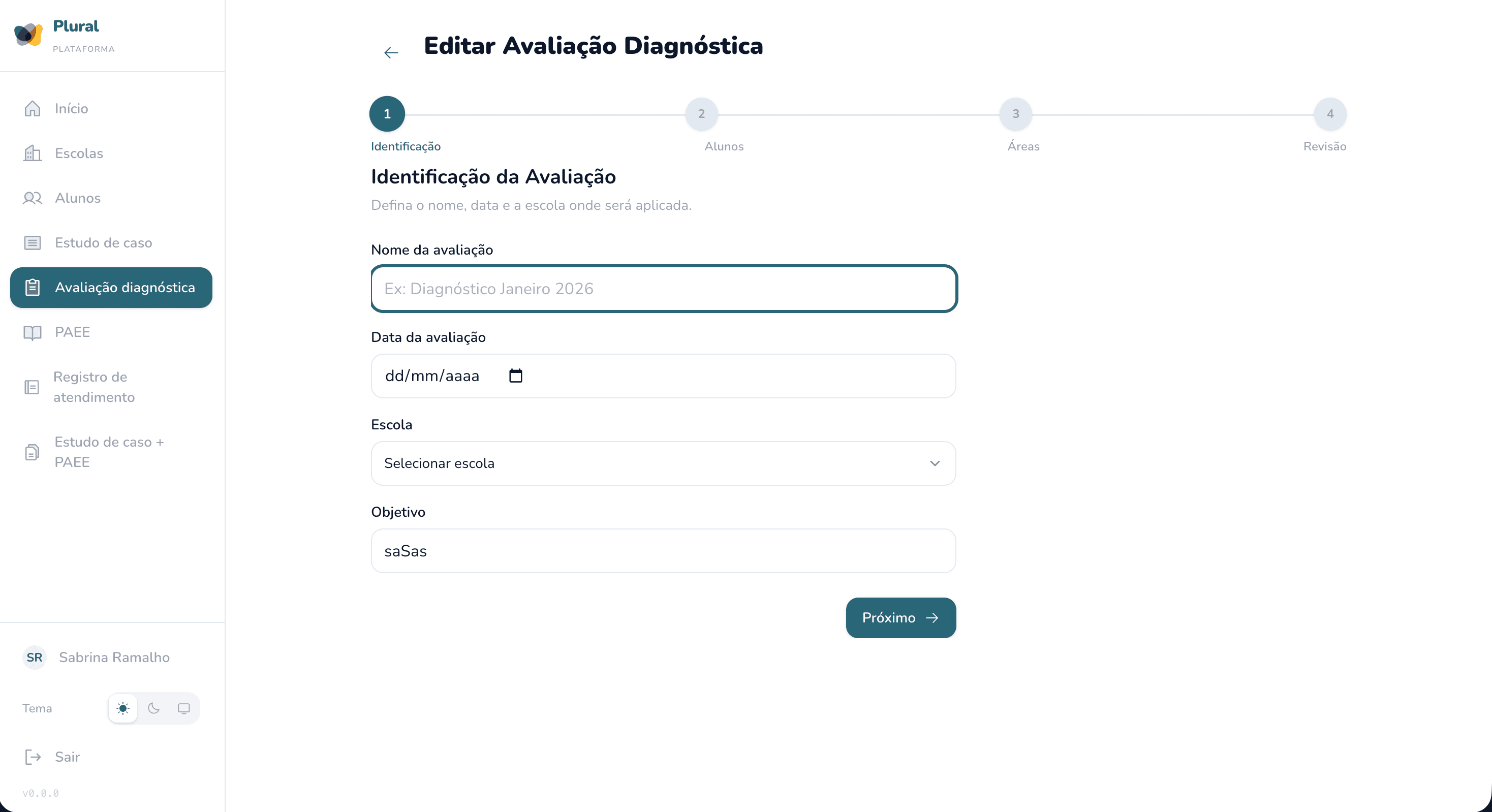 Avaliação diagnóstica na Plural Plataforma